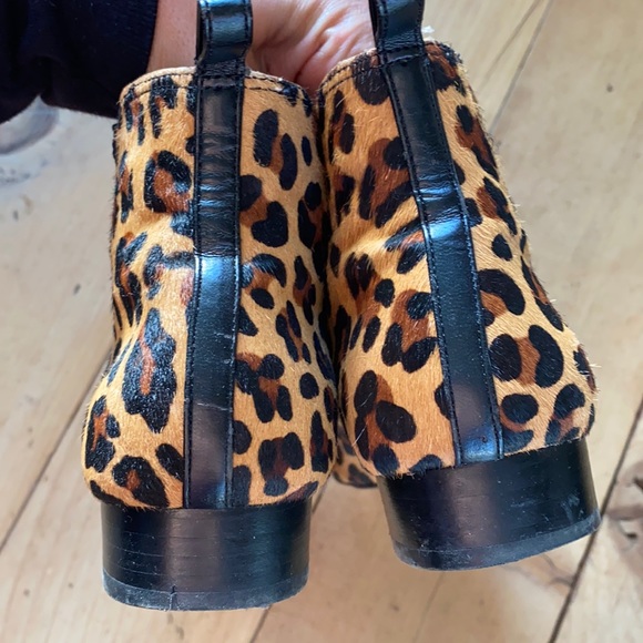 J. Crew pony hair cheetah leopard ankle booties chelsea pull on - Picture 5 of 10